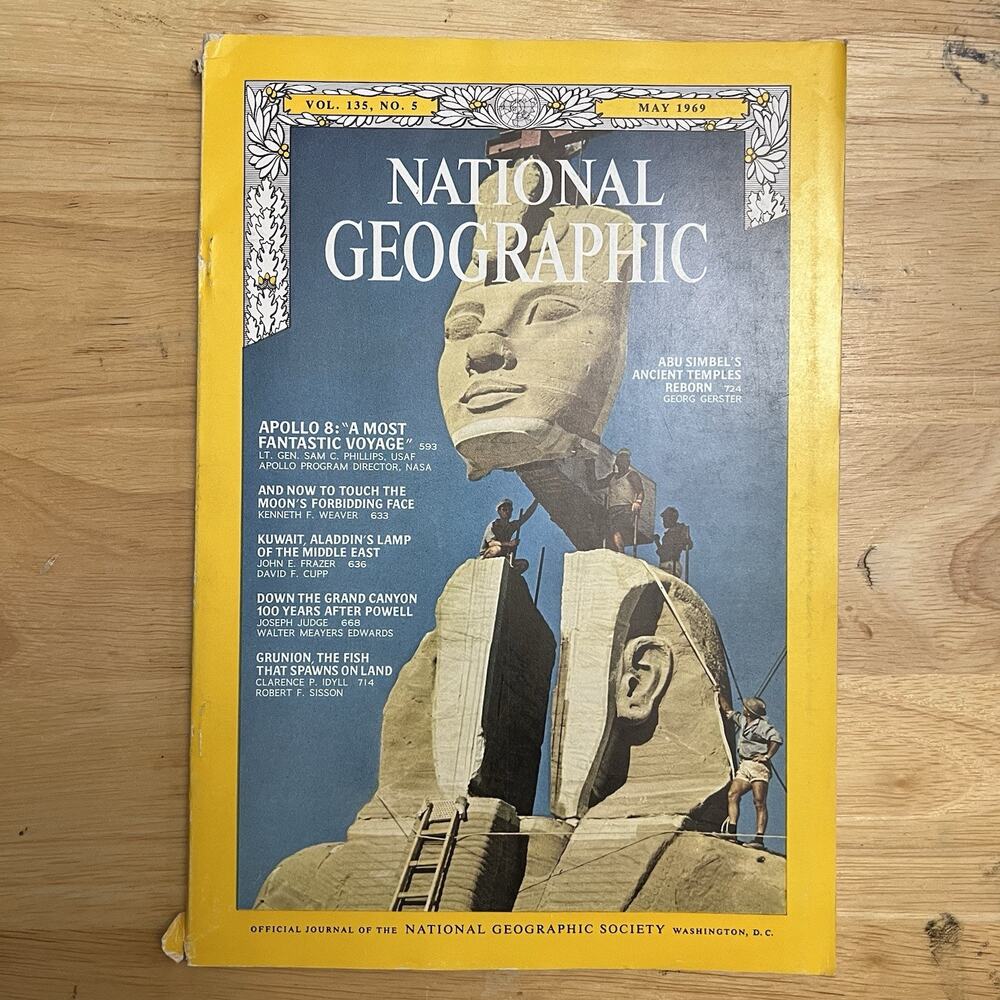 Vintage National Geographic May 1969 Apollo 8 Grand Canyon Kuwait Grunion